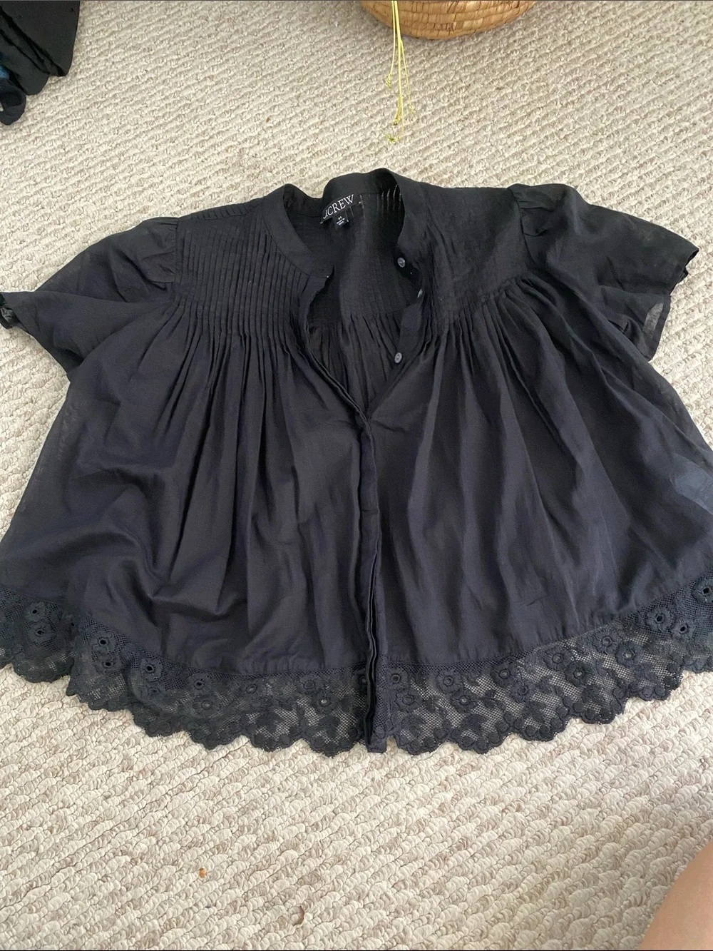 J. Crew Lace-Trim Pintuck Top in Cotton Voile